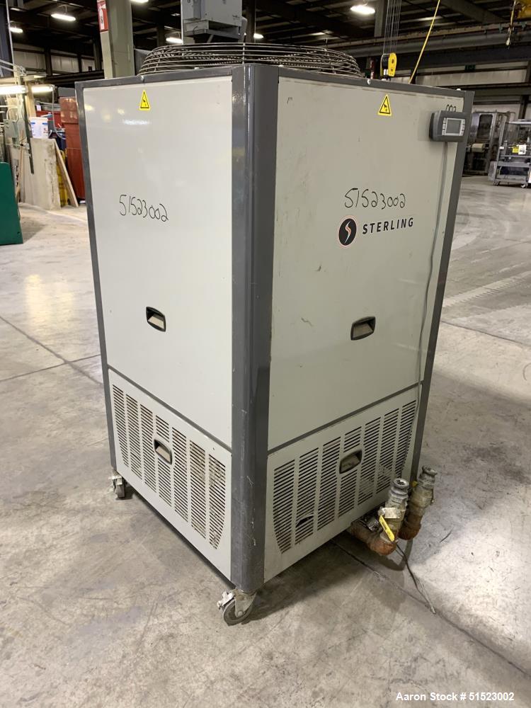 Used Sterling GP Series Portable Air Cooled Packaged Chiller, Model GPAC-20.  5.2 Tons Cooling Capacity at 50 Degrees LFT, Max Temperature 80 F, R410A Refrigerant Type.  Includes H3 Display with Magn...