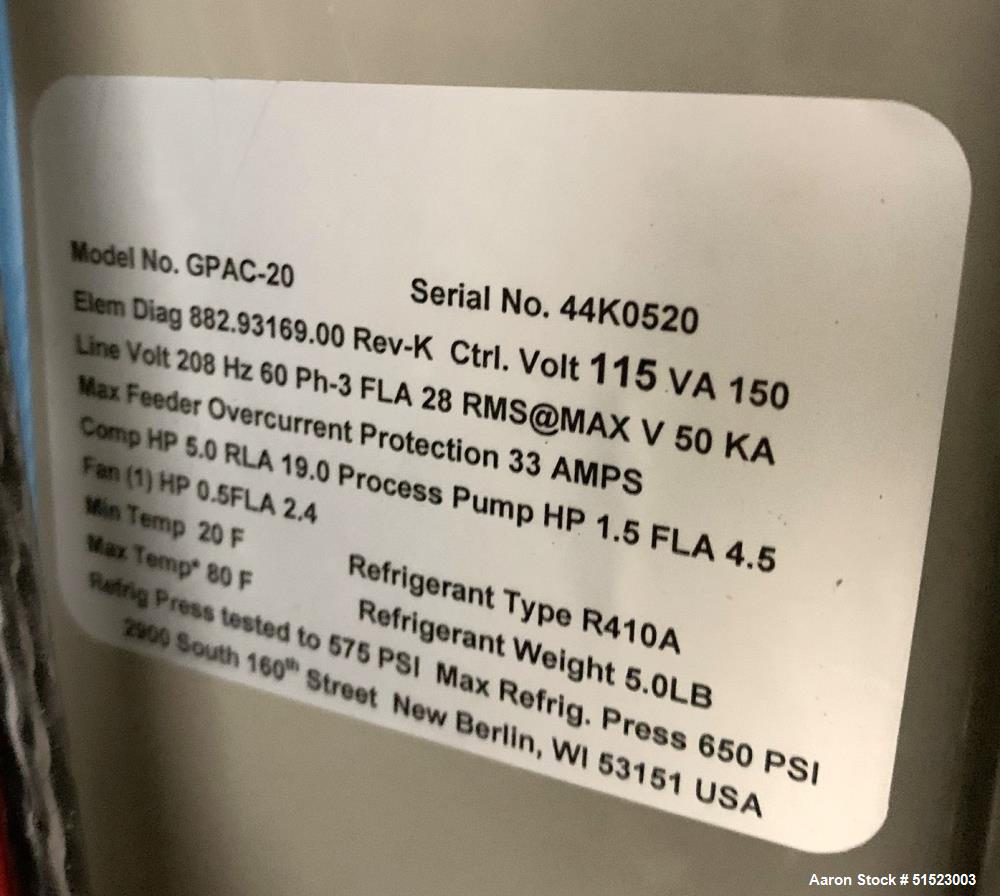 Used Sterling GP Series Portable Air Cooled Packaged Chiller