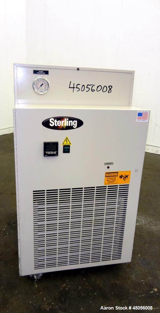Unused- Sterlco Portable Chiller, Model SMCA 100, Nominal 1.6 Tons, Air Cooled. Gallons per minute 2.0 to 4.8, psig range 2.5 to 5, temperature range 30 to 65 degrees F. 2 Pound charge of R-134A refr...