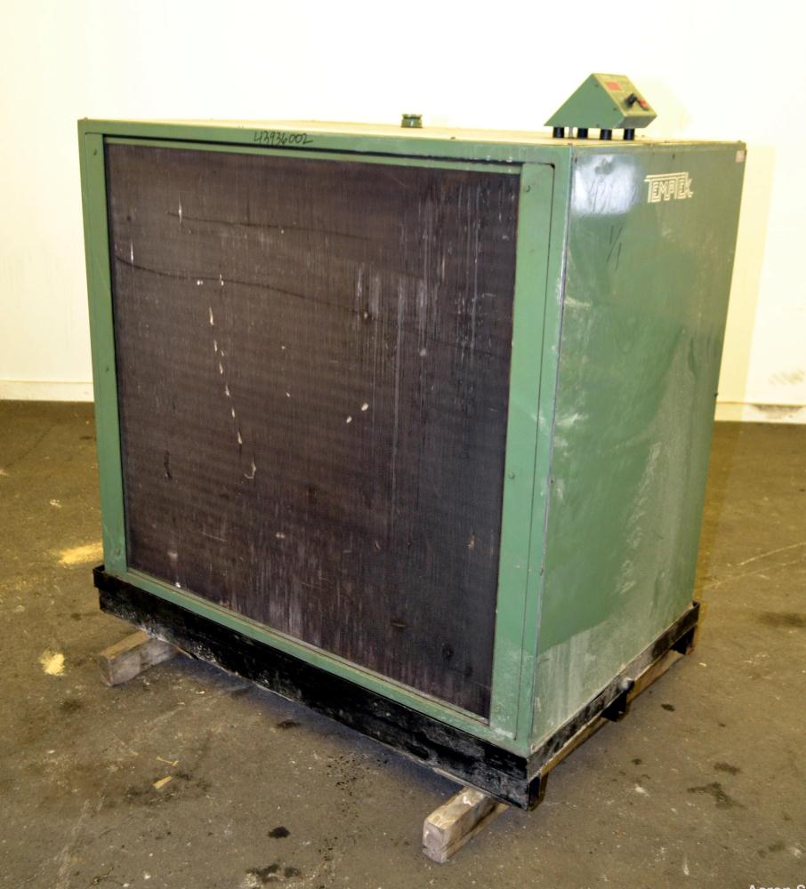 Used Temptek Air Cooled Chiller, Model A-10. Approximately 10 tons. Temperature range 20-60 degrees F. 3/60/460 volt.  Maximum operating pressure 100 psi, media water/glycol. Includes a digital contr...