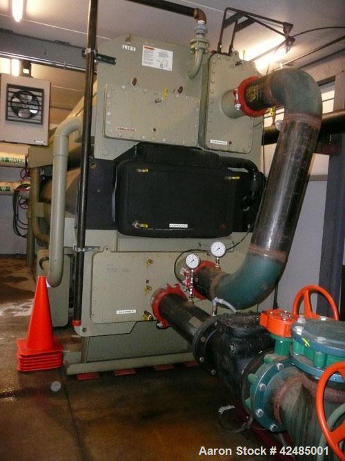 Used Trane Horizon 600 Ton Absorption Series Single Stage Absorption Liquid Chiller, model ABSD600. 3/60/480V. Max inlet 150 psig hot water. Total hours 1522. Built 2002.