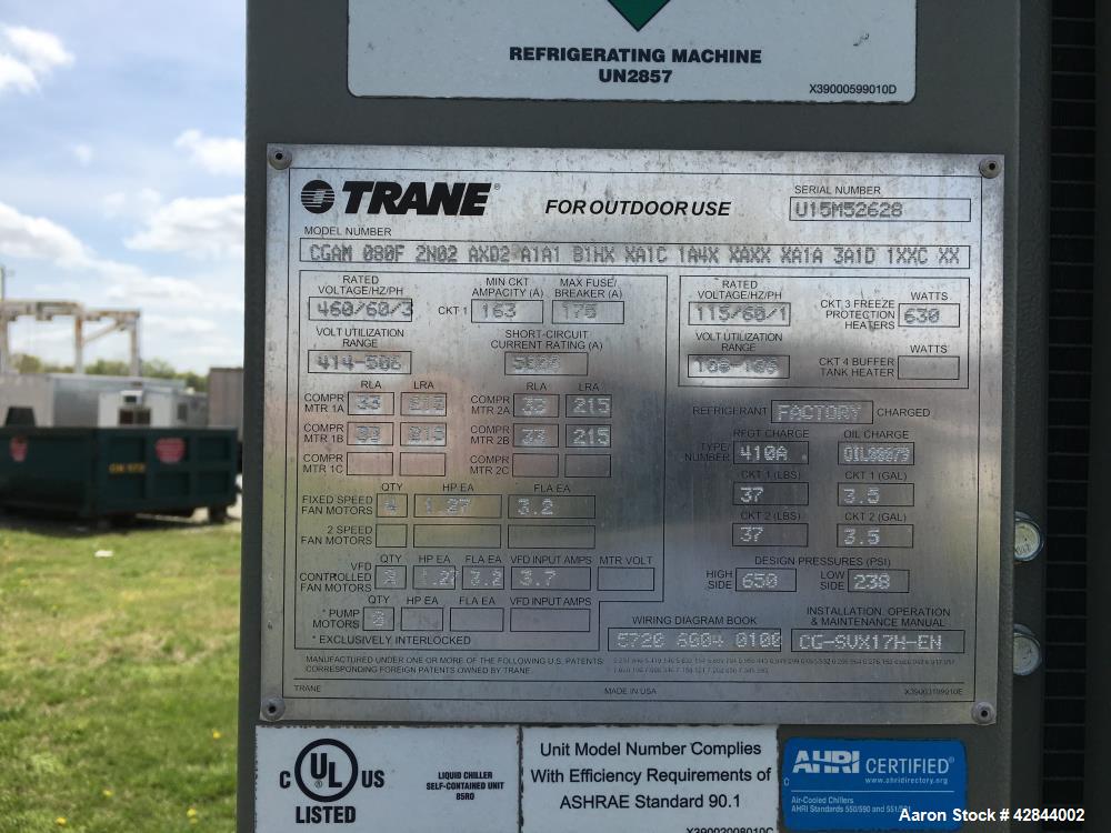 Unused- Trane Air Cooled Chiller, Model CGAM