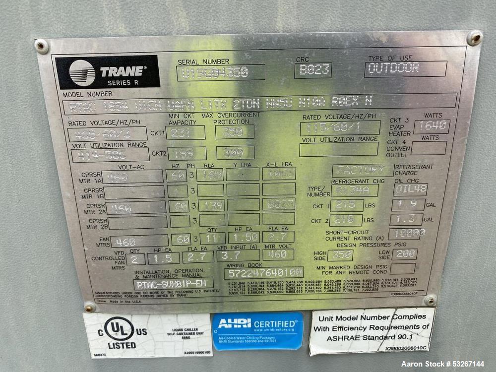 Used Trane RTAC 185 Ton Air-Cooled Chiller – Dual Compressor Industrial Cooling System