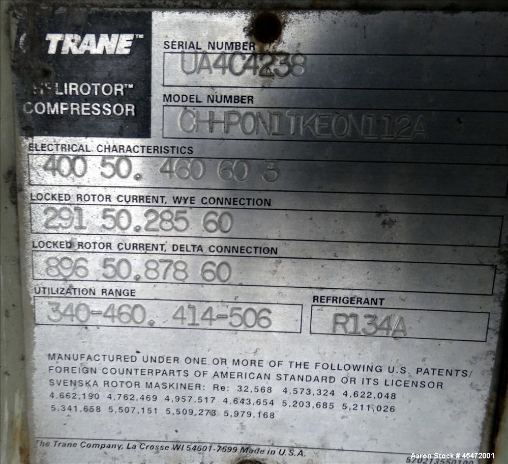 Used Trane Chiller, 300 Ton, Model RTAC 3004 UHON W1NY 1CDN NCON N10C NOEX N
