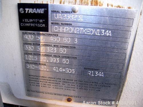 Used Trane Air Cooled Chiller, 250 Tons, Model RTAC2504UDONUAFNN1NY1TENBAONN1ONROFXN, manufactured in 2002. Designed for 460/3/60 volt operation with less than 10,000 run hours since new and includes...