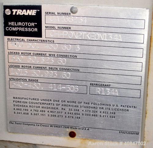 Used Trane Air Cooled Chiller, 250 Ton, Model RTAC2504UDONUAFNN1NY1TENBAONN1ONROFXN, manufactured in 2002. Designed for 460/3/60 volt operation with less than 10,000 run hours since new and includes ...
