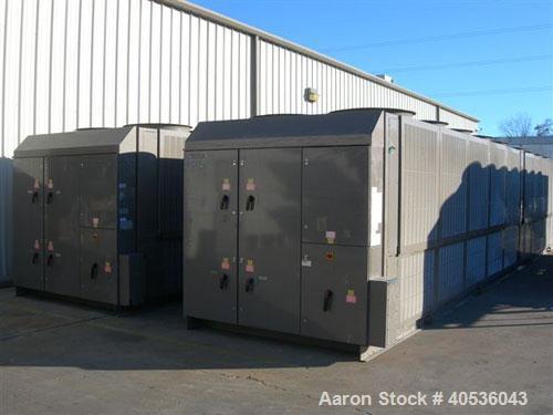 Unused-York 418 ton, model YCAS0418EB46YGADBT screw compressor, 430/3/60 volts. R-407C refrigerant, high efficiency, Black Fin condenser coils, louvered enclosure panels and many more options.