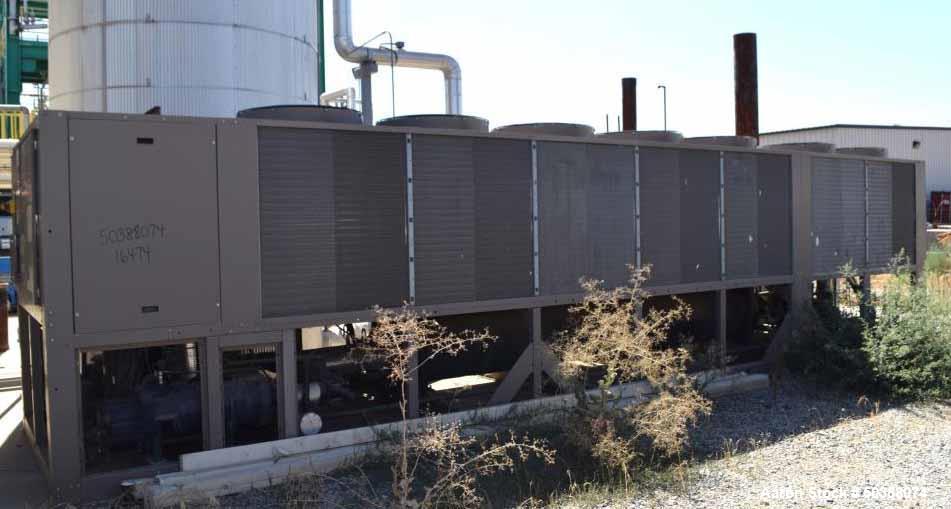 Used York Air Cooled Screw Liquid Chiller, 267 Tons, Model YCIV0267EA46VABBXT. R-134a Refrigerant, outdoor use, maximum pressure high side 350 psi, low side 235 psi. Serial# 2GXM012346, built 2011.