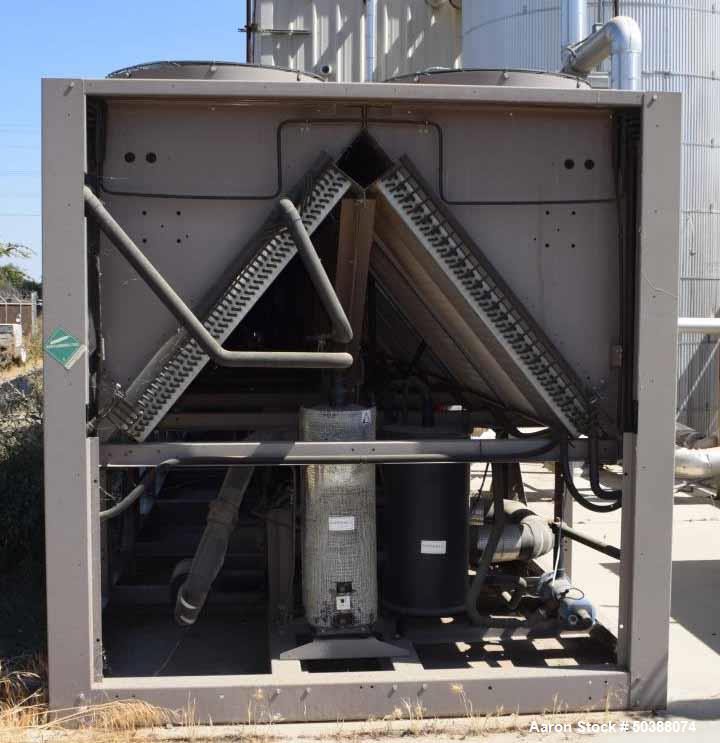 Used York Air Cooled Screw Liquid Chiller, 267 Tons, Model YCIV0267EA46VABBXT. R-134a Refrigerant, outdoor use, maximum pressure high side 350 psi, low side 235 psi. Serial# 2GXM012346, built 2011.