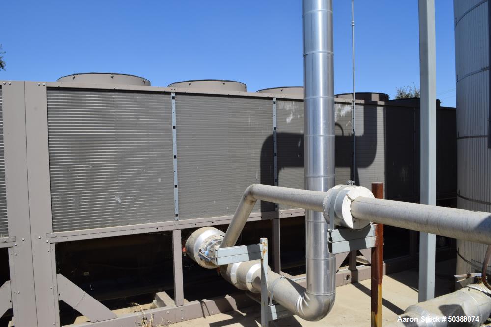 Used York Air Cooled Screw Liquid Chiller, 267 Tons, Model YCIV0267EA46VABBXT. R-134a Refrigerant, outdoor use, maximum pressure high side 350 psi, low side 235 psi. Serial# 2GXM012346, built 2011.