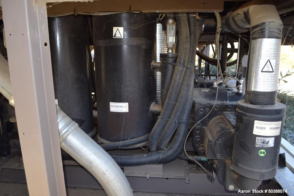 Used York Air Cooled Screw Liquid Chiller, 267 Tons, Model YCIV0267EA46VABBXT. R-134a Refrigerant, outdoor use, maximum pressure high side 350 psi, low side 235 psi. Serial# 2GXM012346, built 2011.