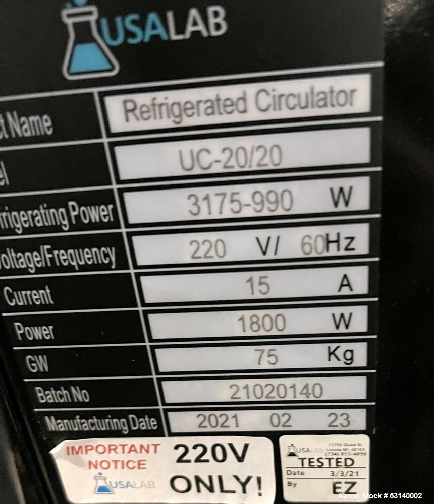 Used USA Lab UC-20/20 Refrigerated Circulator Chiller – 20L, -20°C