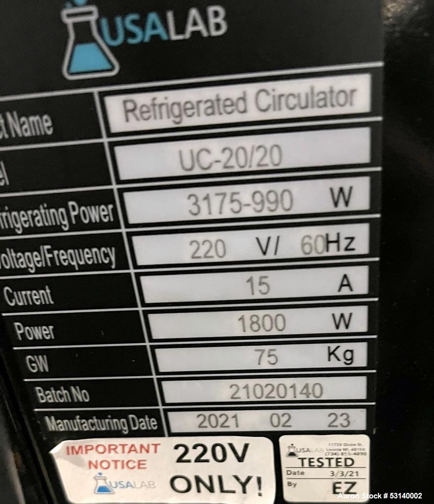 Gebraucht - USA Lab Gekühlte Umwälzpumpe / Kühler, UC-20/20. 20L Reservoir. Kühlung von 3.000 - 10.500 BTU's. Umwälzpumpe 10...