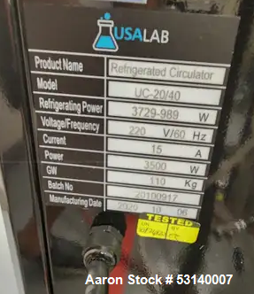 Used USA Lab UC-20/40 Refrigerating Chiller – 20L, -40°C, 12,400 BTU