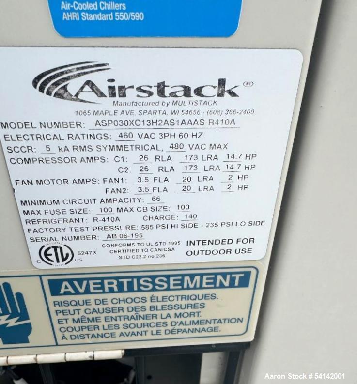 Used Multistack / Airstack Free Cool Chiller – Model ASP030XC13H2AS1AAAS-410A