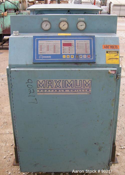 USED: Advantage portable chiller, maximum series, 20 ton, model MK-20W-415R. 3/60/460 volt, 33 amp. Media glycol/water. Temp range 20-60, max 100 psi. (2) 10 hp compressors, 3 hp pump, 48 gpm. (1) ta...