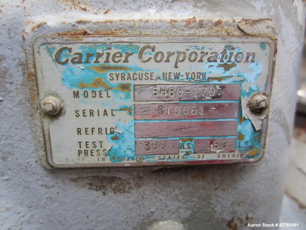 Used Union Kol-Flo Chiller, Model KXP-40. Approximate 40 tons. Driven by a 40 hp, 3/60/460 volt XP motor. R-134 Refrigerant. Compressor is manufactured by Carrier. It is a model number 5H60-170.