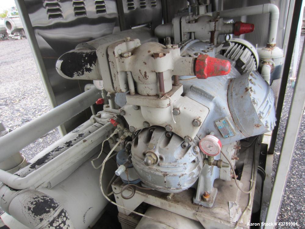 Used Union Kol-Flo Chiller, Model KXP-40. Approximate 40 tons. Driven by a 40 hp, 3/60/460 volt XP motor. R-134 Refrigerant. Compressor is manufactured by Carrier. It is a model number 5H60-170.