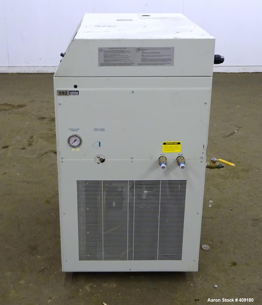 Used Neslab Refrigerated Recirculating Chiller, Model HX-300, Approximate 2 Ton (7.5kW) Cooling Capacity. Approximate 9 gallons per minute at 50 psi. Pressures low side: 150 psi, high side: 400 psi. ...
