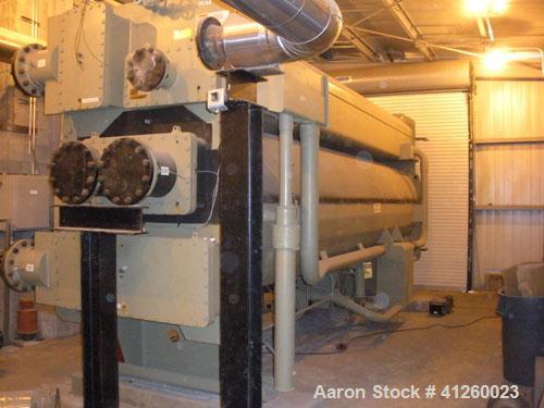 Used Trane Chiller, 700 Ton, Model ABSD700. Single stage steam fired absorption type. Max inlet 14 psig, 460V, 60 Hz, 3 Ph, .071 coefficiant.  Water flow rate 1766 gpm, pressure drop 22.3 ft wtr, con...