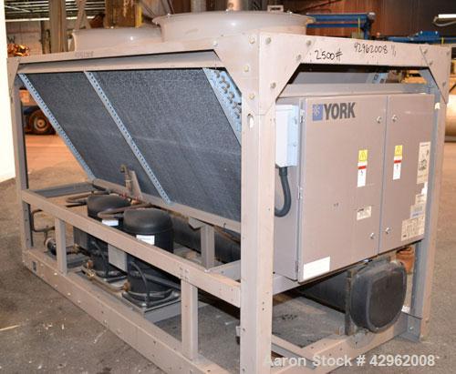 Used York Hermetic Scroll Air-Cooled Outdoor Use Liquid Chiller. Nominal capacity 14 tons. Model YCAL0014EC17XCA. High efficiency, R-22 refrigerant. 3/60/200 volt. Includes a Millennium control cente...