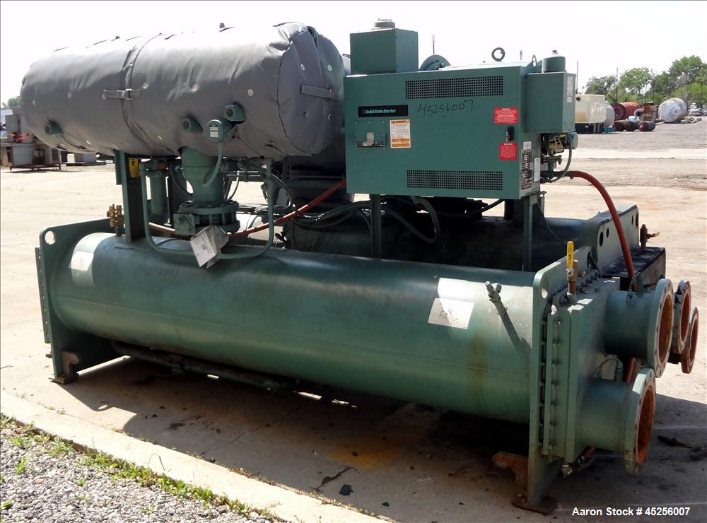 Used York Millennium Rotary Screw Liquid Chilling System, Approximate 350 Ton, Model YS-DB-DA-S2-CJE. Refirg. designed working pressure 300 psi, Liquid design working pressure 150 psi. 910 Pound char...