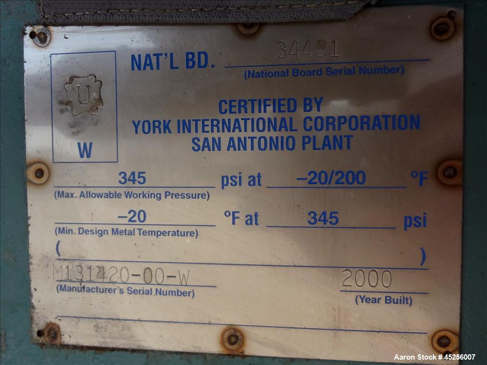 Used York Millennium Rotary Screw Liquid Chilling System, Approximate 350 Ton, Model YS-DB-DA-S2-CJE. Refirg. designed working pressure 300 psi, Liquid design working pressure 150 psi. 910 Pound char...