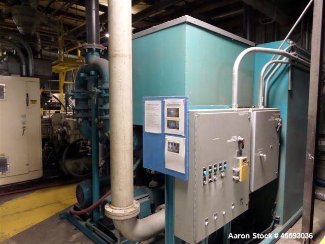 Used 2000 Cimco chilling system c/w (2) 50 hp process & 25 hp circulation transfer pumps, 4' x 8' x8' storage holding tank, s/n 45603