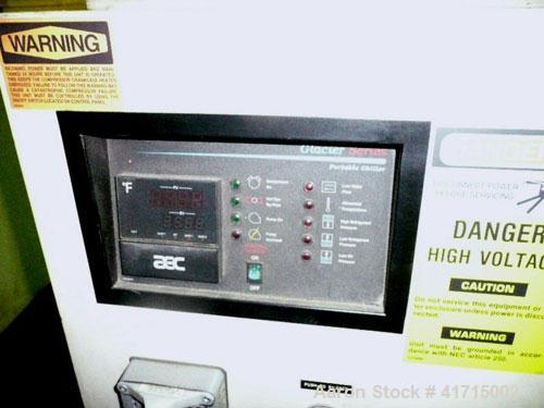 Used AEC Glacier Series Water Cooled Portable Chiller, Model NXGW-25. Cooling capacity 24 tons, chilled water 60 gallons per minute. Minimum temperature 30 deg F, maximum 65 deg F. 30 pounds of R-22 ...