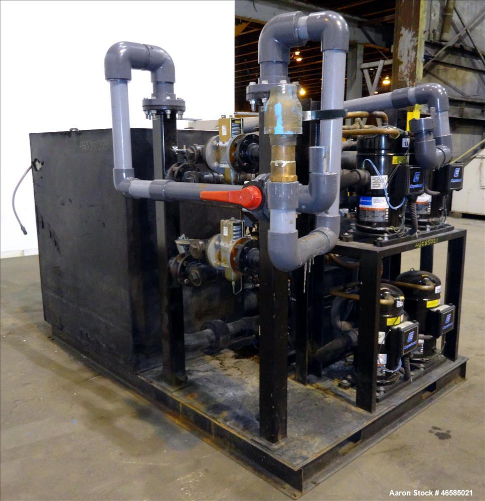 Used AEC Pinnacle Series Central Chiller System, Model PINN2-60-W-Q. Cooling capacity 57 tons. 3/60/460, chilled water 137 gallons per minute. Minimum temperature 30 degrees F, maximum temperature 65...