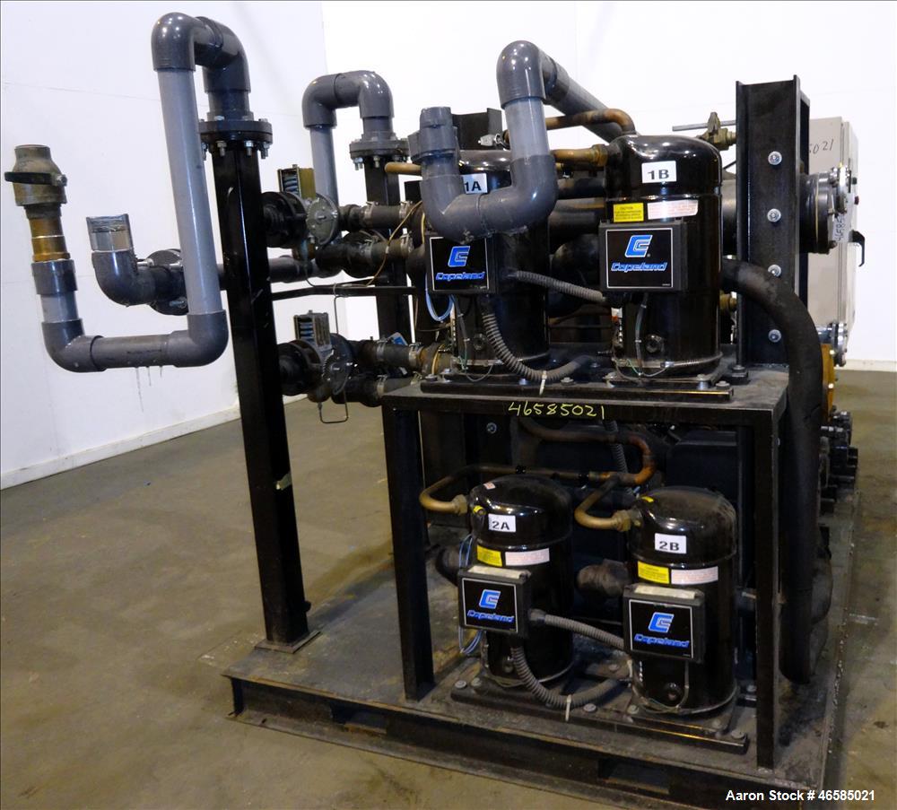 Used AEC Pinnacle Series Central Chiller System, Model PINN2-60-W-Q. Cooling capacity 57 tons. 3/60/460, chilled water 137 gallons per minute. Minimum temperature 30 degrees F, maximum temperature 65...