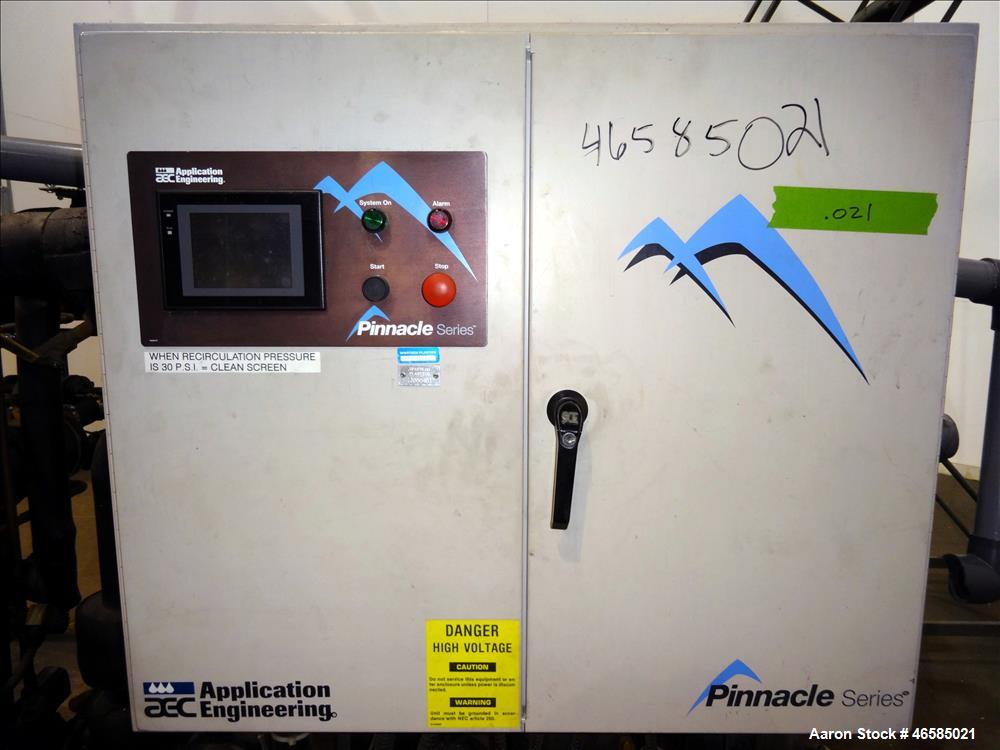 Used AEC Pinnacle Series Central Chiller System, Model PINN2-60-W-Q. Cooling capacity 57 tons. 3/60/460, chilled water 137 gallons per minute. Minimum temperature 30 degrees F, maximum temperature 65...