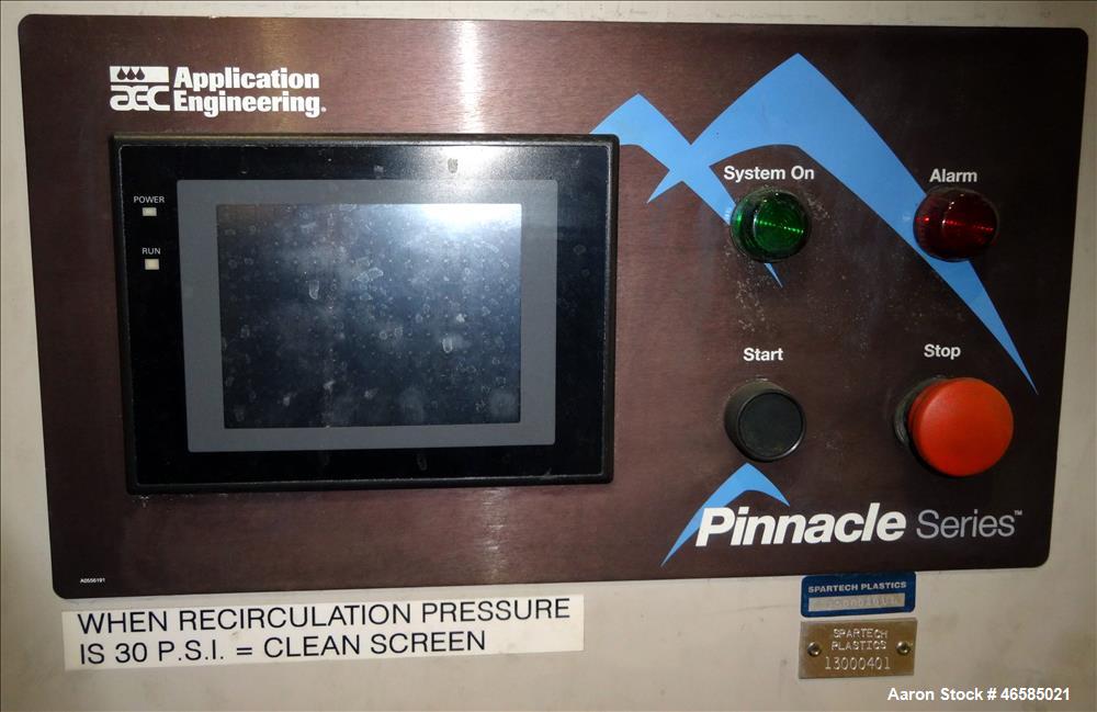 Used AEC Pinnacle Series Central Chiller System, Model PINN2-60-W-Q. Cooling capacity 57 tons. 3/60/460, chilled water 137 gallons per minute. Minimum temperature 30 degrees F, maximum temperature 65...
