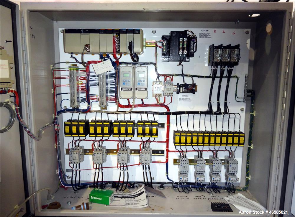 Used AEC Pinnacle Series Central Chiller System, Model PINN2-60-W-Q. Cooling capacity 57 tons. 3/60/460, chilled water 137 gallons per minute. Minimum temperature 30 degrees F, maximum temperature 65...