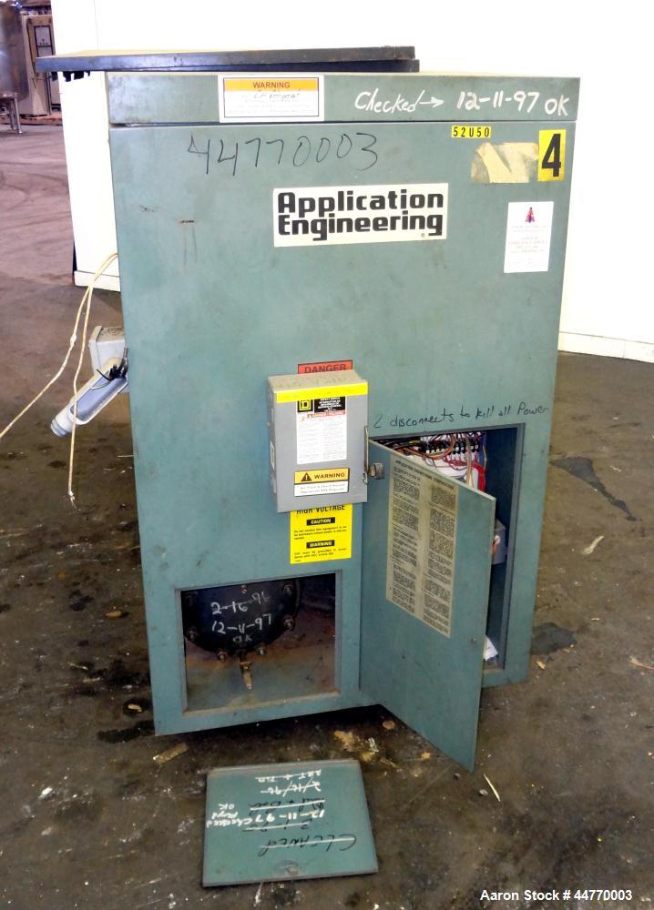 Used AEC Water Cooled Chiller, Model WC-30-Q. Cooling capacity 30 tons, chilled water 72 gallons per minute. Minimum temperature 45 degrees F, heat transfer fluid: water, 45 pounds of R-22 refrigeran...