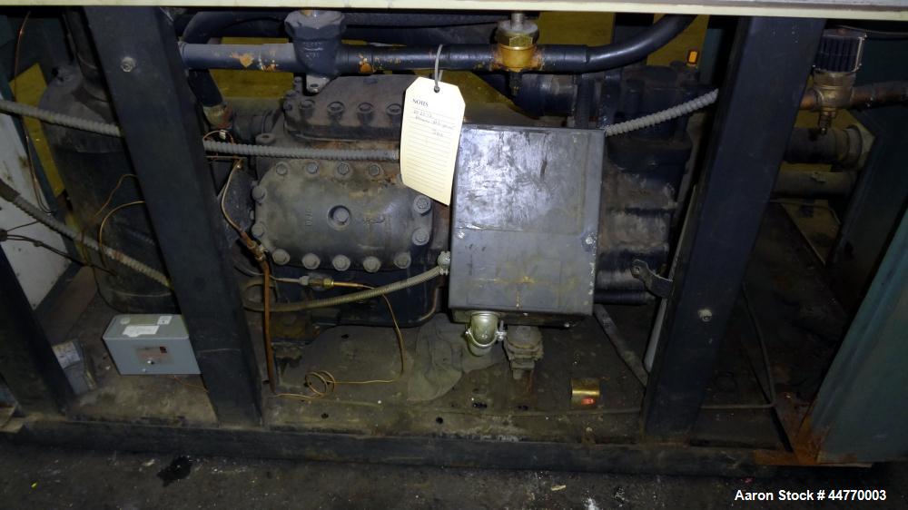 Used AEC Water Cooled Chiller, Model WC-30-Q. Cooling capacity 30 tons, chilled water 72 gallons per minute. Minimum temperature 45 degrees F, heat transfer fluid: water, 45 pounds of R-22 refrigeran...
