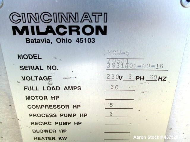Used 5 TON ADVANTAGE CHILLER MODEL MCW5.  WATER COOLED UNIT WITH 2 HP 230VOLT, 3PH, 60HZ PUMP.  UTILIZES R-22 REFRIGERANT