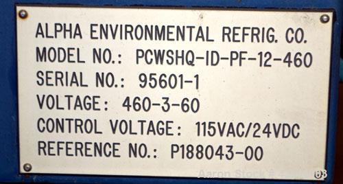 Used 12 Ton Alpha Environmental Refrigeration Water Cooled Chiller, Model PCWSH