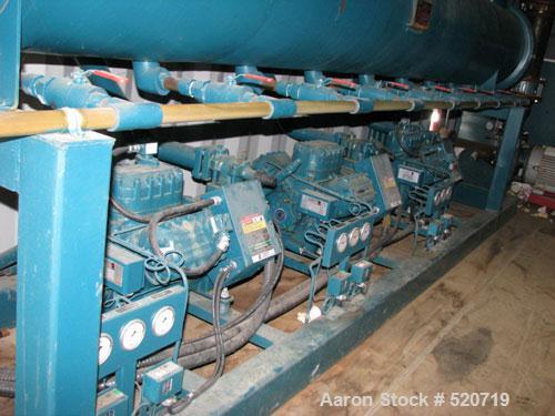 USED: Berg package water cooled chiller, 105 ton capacity,model WCS103-3X-HX, SN-W7541-0796. Copelametic Model 6DN3-3500TSE, SN CEF9612403. Unit is about 10 years old with very low hours and uses Fre...