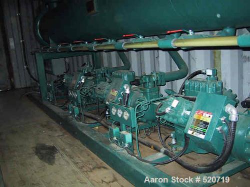 USED: Berg package water cooled chiller, 105 ton capacity,model WCS103-3X-HX, SN-W7541-0796. Copelametic Model 6DN3-3500TSE, SN CEF9612403. Unit is about 10 years old with very low hours and uses Fre...