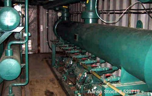 USED: Berg package water cooled chiller, 105 ton capacity,model WCS103-3X-HX, SN-W7541-0796. Copelametic Model 6DN3-3500TSE, SN CEF9612403. Unit is about 10 years old with very low hours and uses Fre...