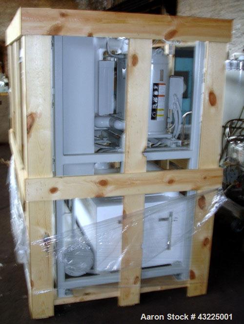 Unused- Budzar 15 Ton Water Cooled Chiller, Model LTW-15-FCB-70-S2S1. Nominally rated 70 gpm at 90' tdh. (2) Compressors, 5 hp circulation pump, condenser and plate heat exchanger, 65 gallon stainles...