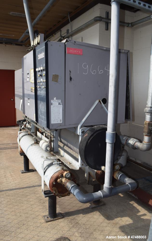 Used Carrier Reciprocating Liquid Chiller, Model 30HK-050-650. Nominal 50 Ton. Design pressure high side 385 psig, low side 235 psig. Designed for R22 refrigerant. 3/60/460 volt. Serial# 4995F81298. ...