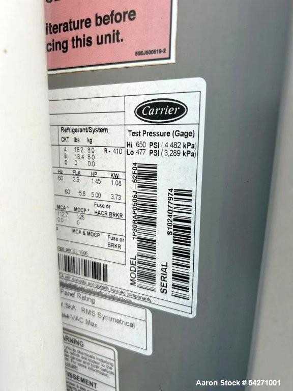 Used Carrier AquaSnap 30RAP0506J-62F04 Air-Cooled Scroll Chiller | 50 Tons | Ultra-Low Sound | 3/60/460V | Built 2023