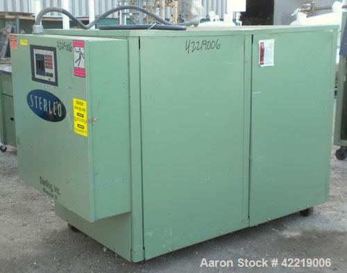 Used Sterlco Portable Chiller, model CFP7.5WQ, water cooled. Approximately 7 tons cooling capacity. Temperature range 30 to 65 deg F. 18 pound charge of R22. Heat transfer fluid 30% glycol. 3/60/230 ...
