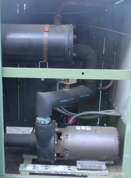 Used Sterlco Portable Chiller, model CFP7.5WQ, water cooled. Approximately 7 tons cooling capacity. Temperature range 30 to 65 deg F. 18 pound charge of R22. Heat transfer fluid 30% glycol. 3/60/230 ...