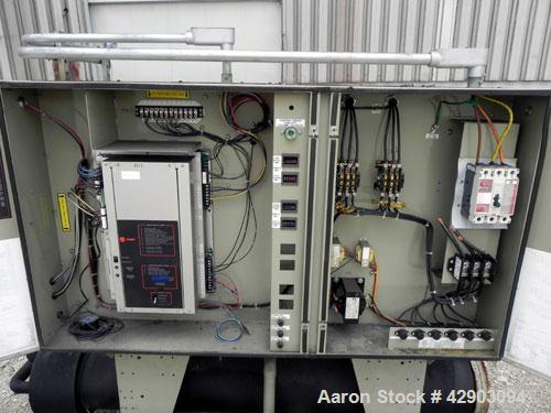 Used Trane Cold Generator Water Cooled Scroll Liquid Package Chiller, 25 Tons, Model CGWD0254CG0HAD2R1FFBAUHG. 460/60/3, 25-39 degrees F. fluid temperature, condensing entering water temperature 60-9...