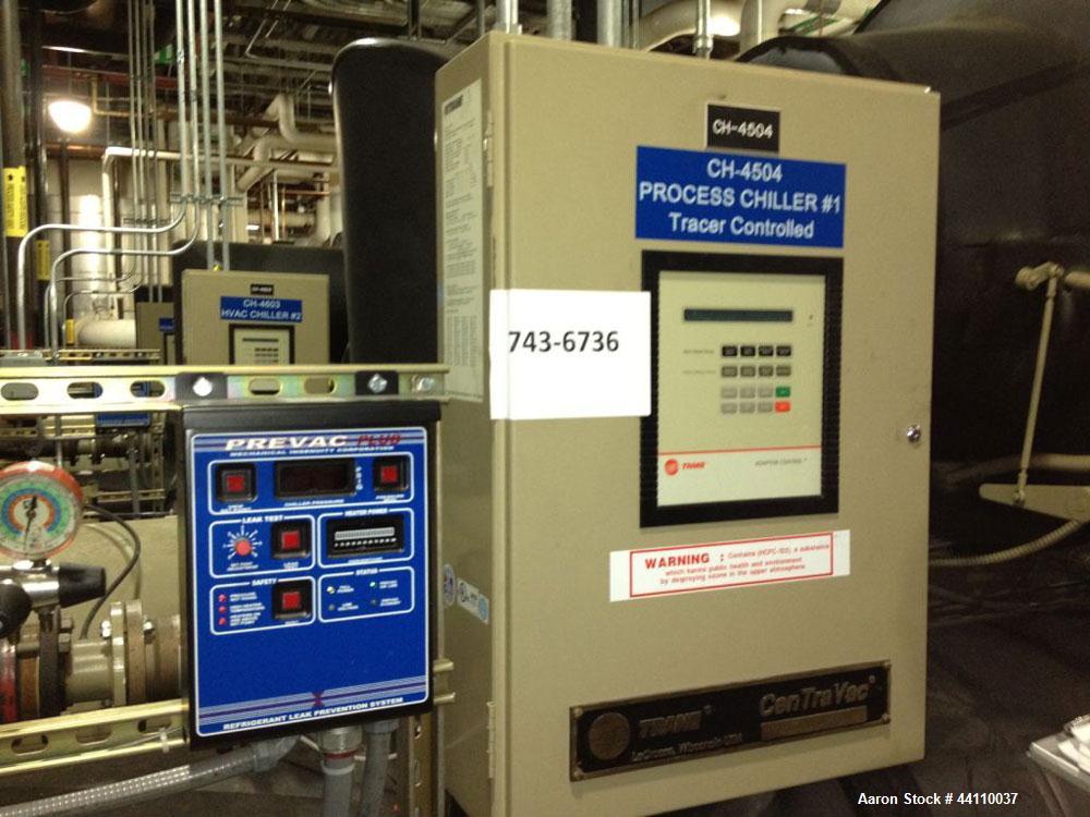 Used Trane CentraVac Chiller, Model CVHE 450. R123 Refrigerant. 206 KW, 3/60/4160 V. Serial # L00B00626.