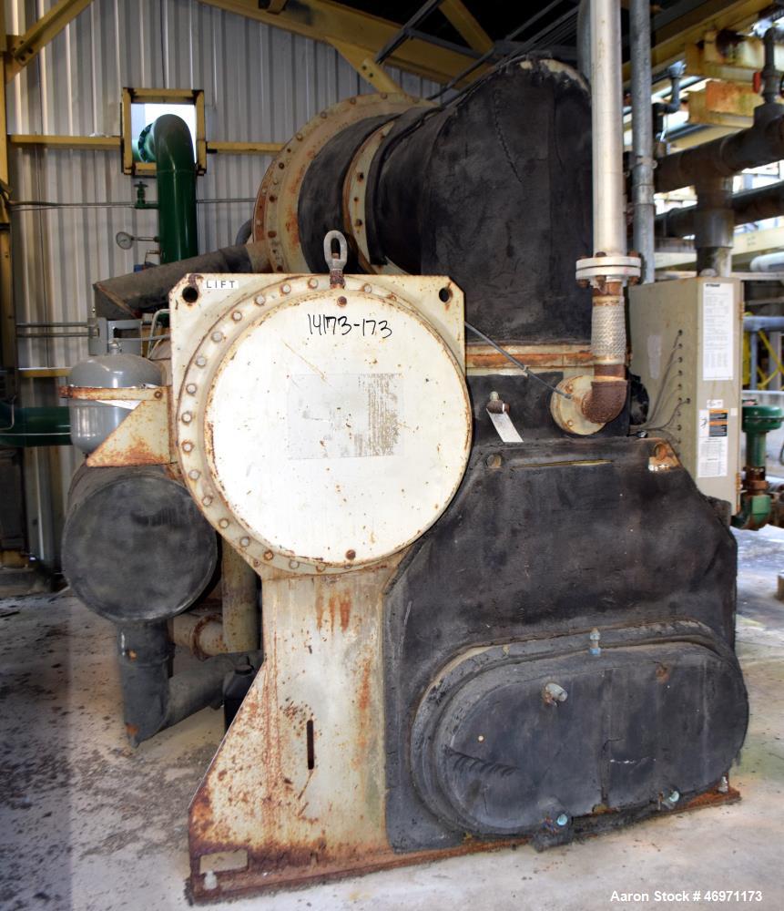 Used Trane CVHF CenTraVac Water Cooled Chiller, Model CVHF640, Approximate 640 Tons. R-123 Refrigerant, 3/60/460 volts. Includes an Adaptive Control panel. Serial# L00H04114.