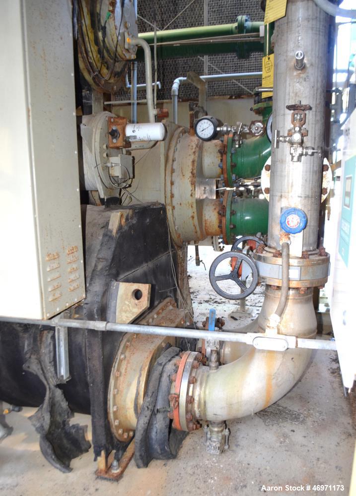 Used Trane CVHF CenTraVac Water Cooled Chiller, Model CVHF640, Approximate 640 Tons. R-123 Refrigerant, 3/60/460 volts. Includes an Adaptive Control panel. Serial# L00H04114.